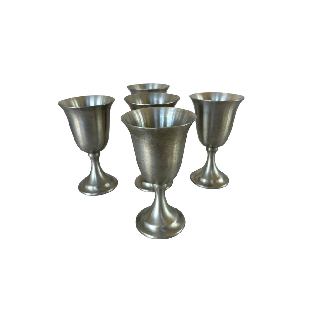 Leonard Goblets Unisex OS Silver Excellent Genuine Pewter Weighted Set of 5